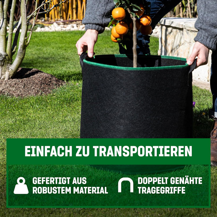 GardenGloss® Pflanzsack (3 Stück) - 60L Pflanztasche aus Vliesstoff - Pflanzentasche für Kartoffeln,