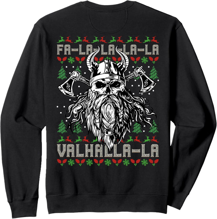 Viking Ugly Christmas – Valhalla Wikinger-Totenkopf (auf der Rückseite) Sweatshirt