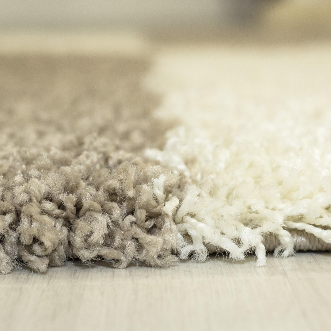 Carpetsale24 Teppich Wohnzimmer Moderne Kariert Design Shaggy Flokati 240 x 340 cm Beige-Creme - Hoc