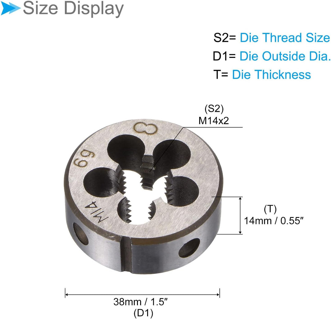 Die Stock Griff Set, M14x2 Gewindeschneideisen & Passendes 38mm Aussendurchmesser / M12-M16 Gewindes