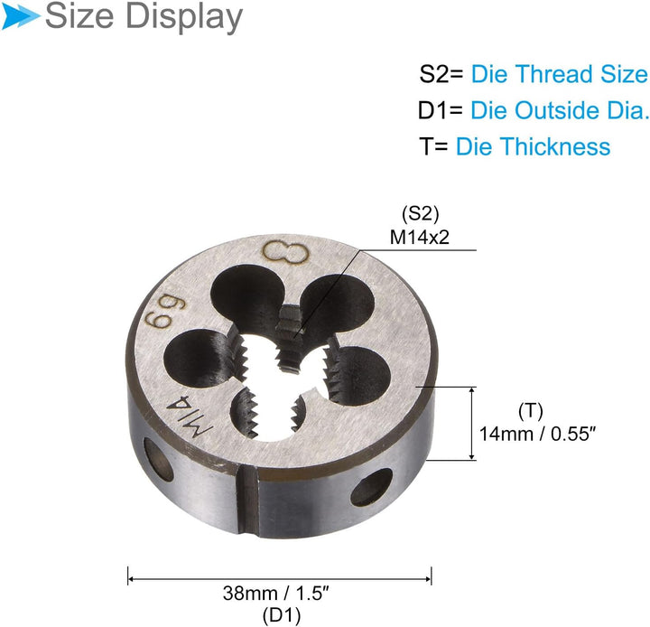 Die Stock Griff Set, M14x2 Gewindeschneideisen & Passendes 38mm Aussendurchmesser / M12-M16 Gewindes
