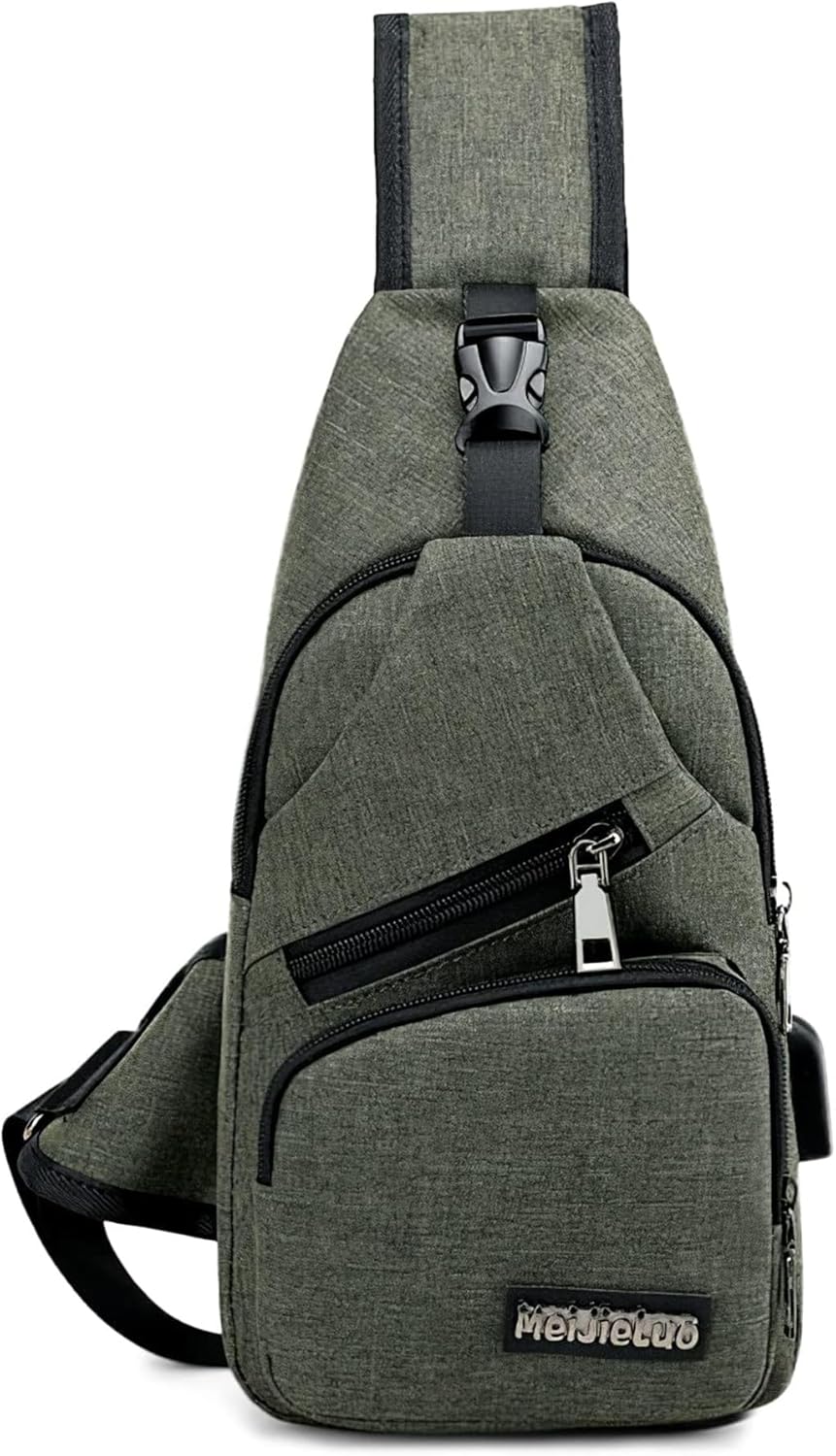 VARLIVOO Herren Sling Bag mit USB Port Crossbody Bag Diebstahlsicherung Schultertaschen Reise Wander
