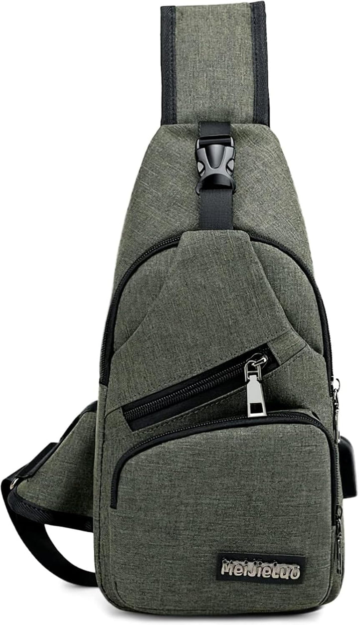 VARLIVOO Herren Sling Bag mit USB Port Crossbody Bag Diebstahlsicherung Schultertaschen Reise Wander