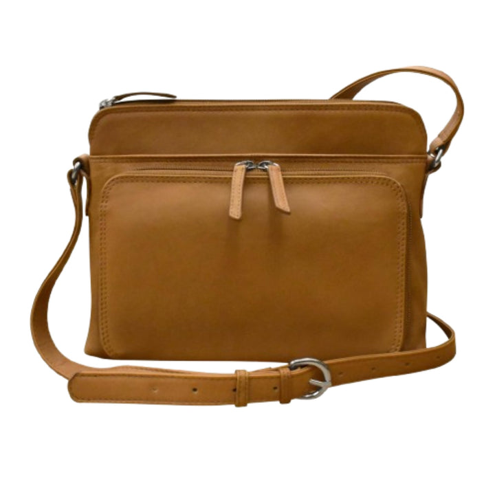 ili New York - Leder-Schultertasche mit seitlichem Organizer – weiche, glatte Leder-Handtasche mit R