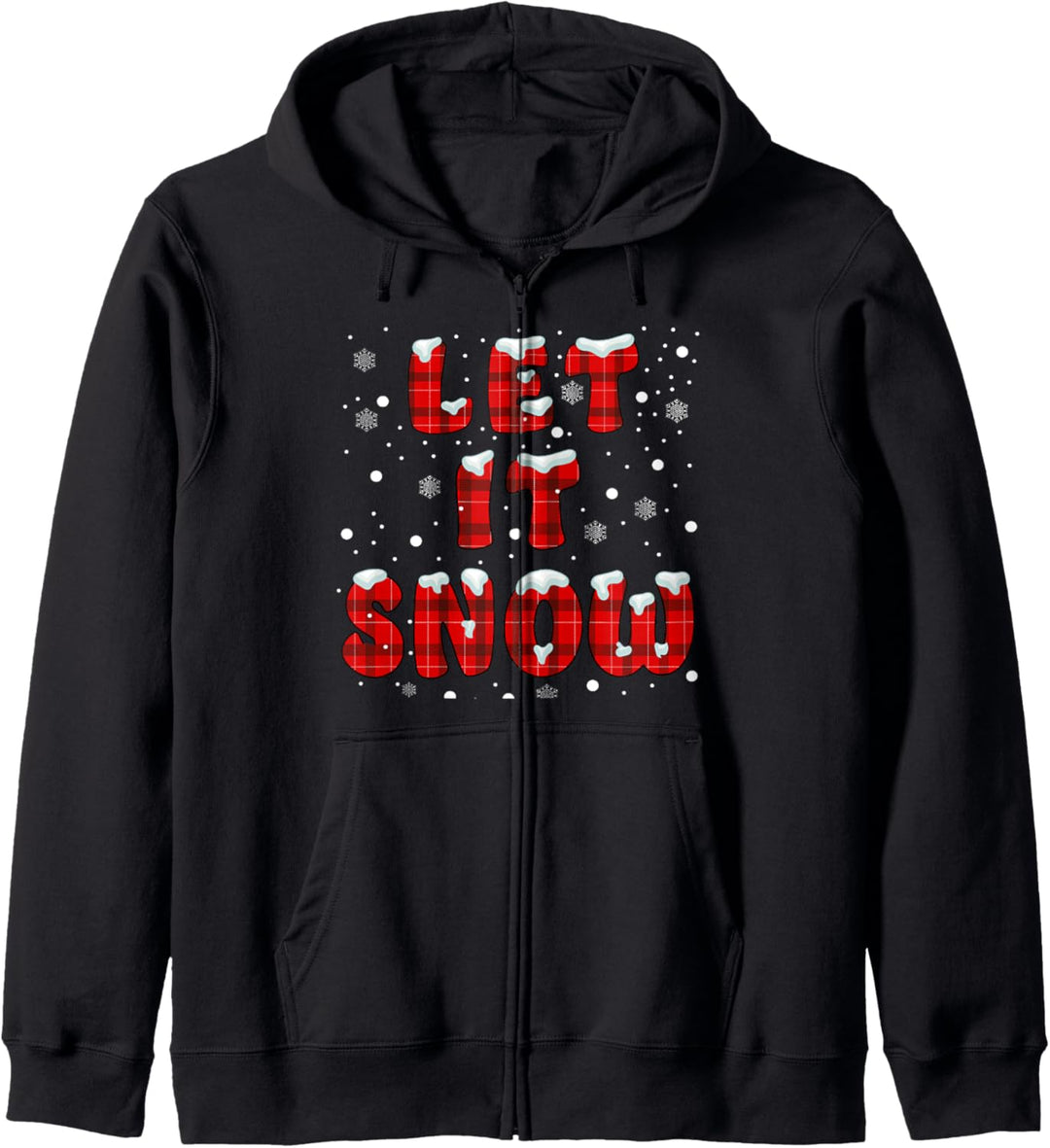 Let it Snow Lustiges Weihnachtsbüffel-Karomuster Kapuzenjacke