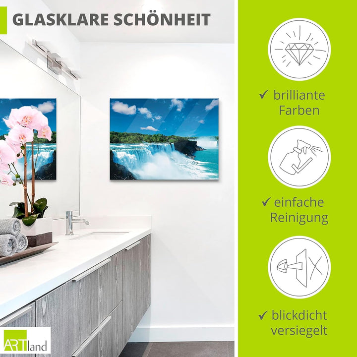 Glasbilder Wandbild Glas Bild einteilig 80x60 cm Querformat Natur Landschaft Wasserfall Niagara Fäll