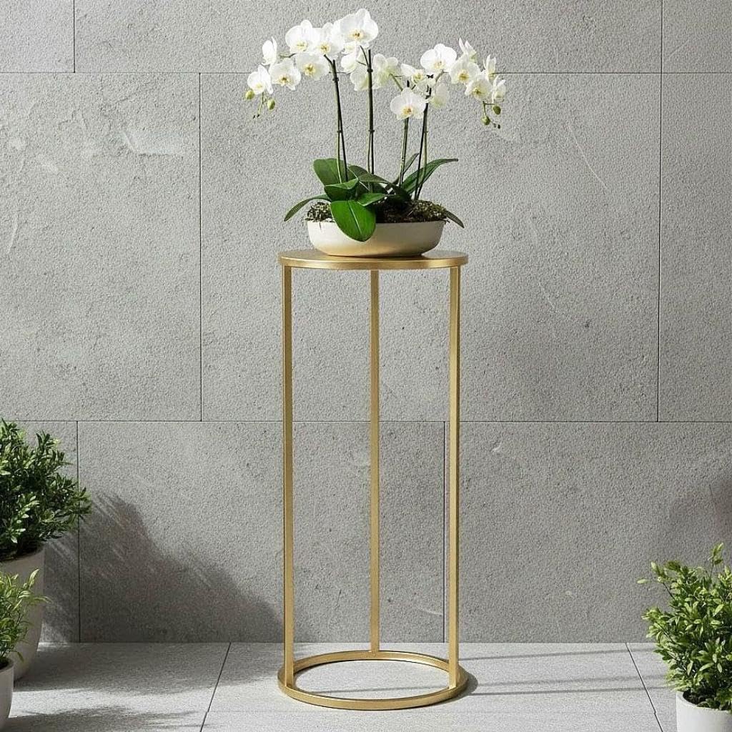 DanDiBo Blumenhocker Metall Gold Rund Blumenständer Beistelltisch 96510 Blumensäule Modern Pflanzens