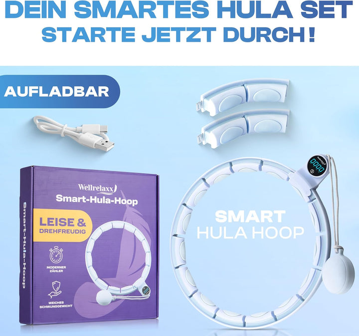 Smart Hula Hoop Testsieger leise und drehfreudig mit Zähler | Hula Hoop mit Gewicht Kugel | Hullahu