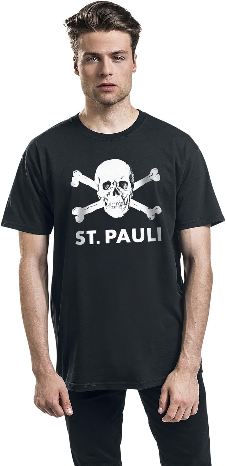 FC St. Pauli Totenkopf Männer T-Shirt schwarz Fan-Merch, Fussball, Totenköpfe 3XL Schwarz, 3XL Schwa
