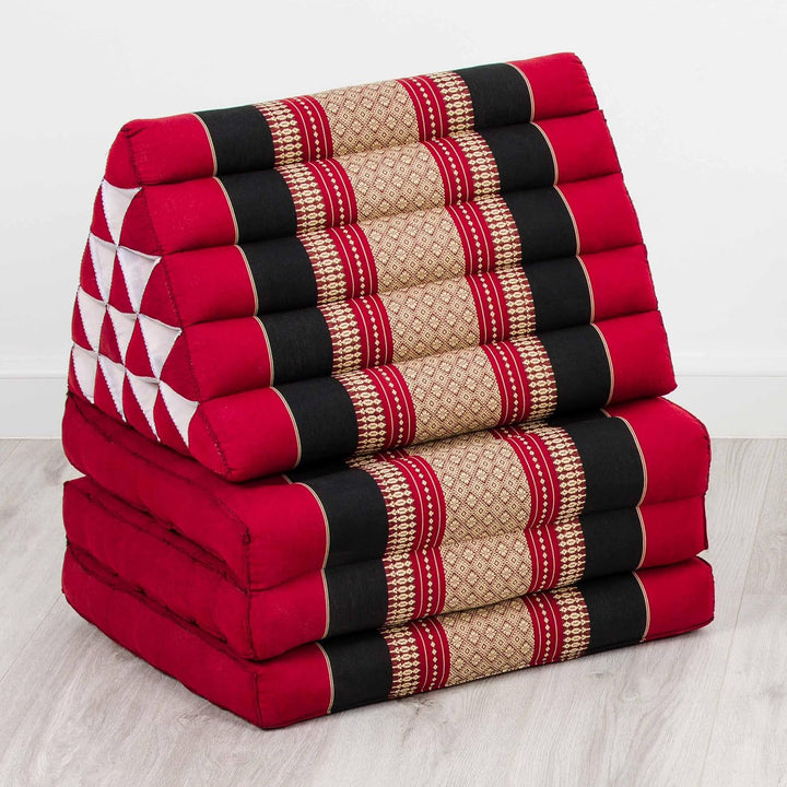 livasia Thaikissen 3 Auflagen extrahoch - 185x55x8cm - Dreieckskissen mit Klappmatratze, Kapok, Jumb