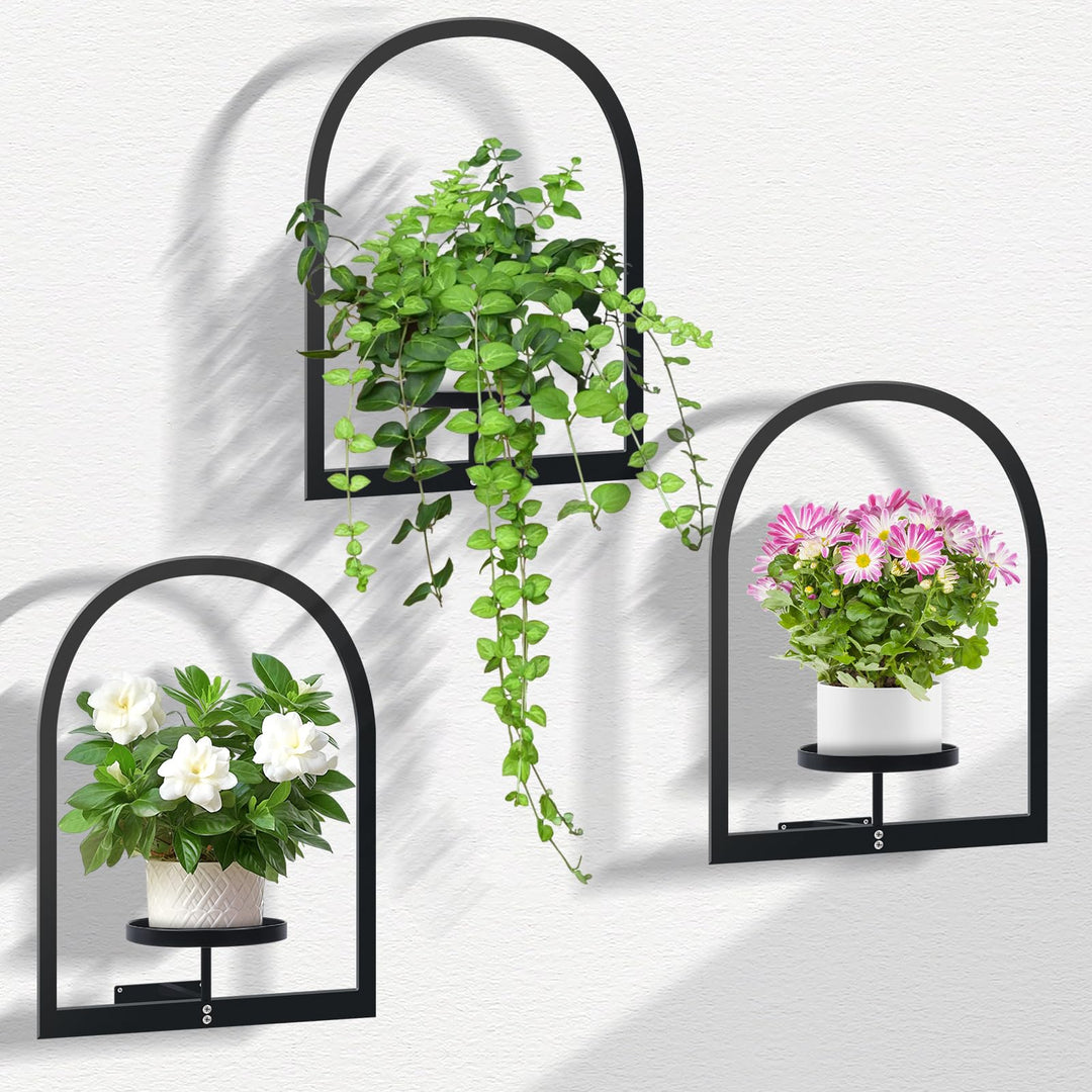 Metall Pflanzregal Schwarz Hängende Blumentöpfe Wandbehang Regal Wand für Blumen Pflanzen Garten Bal