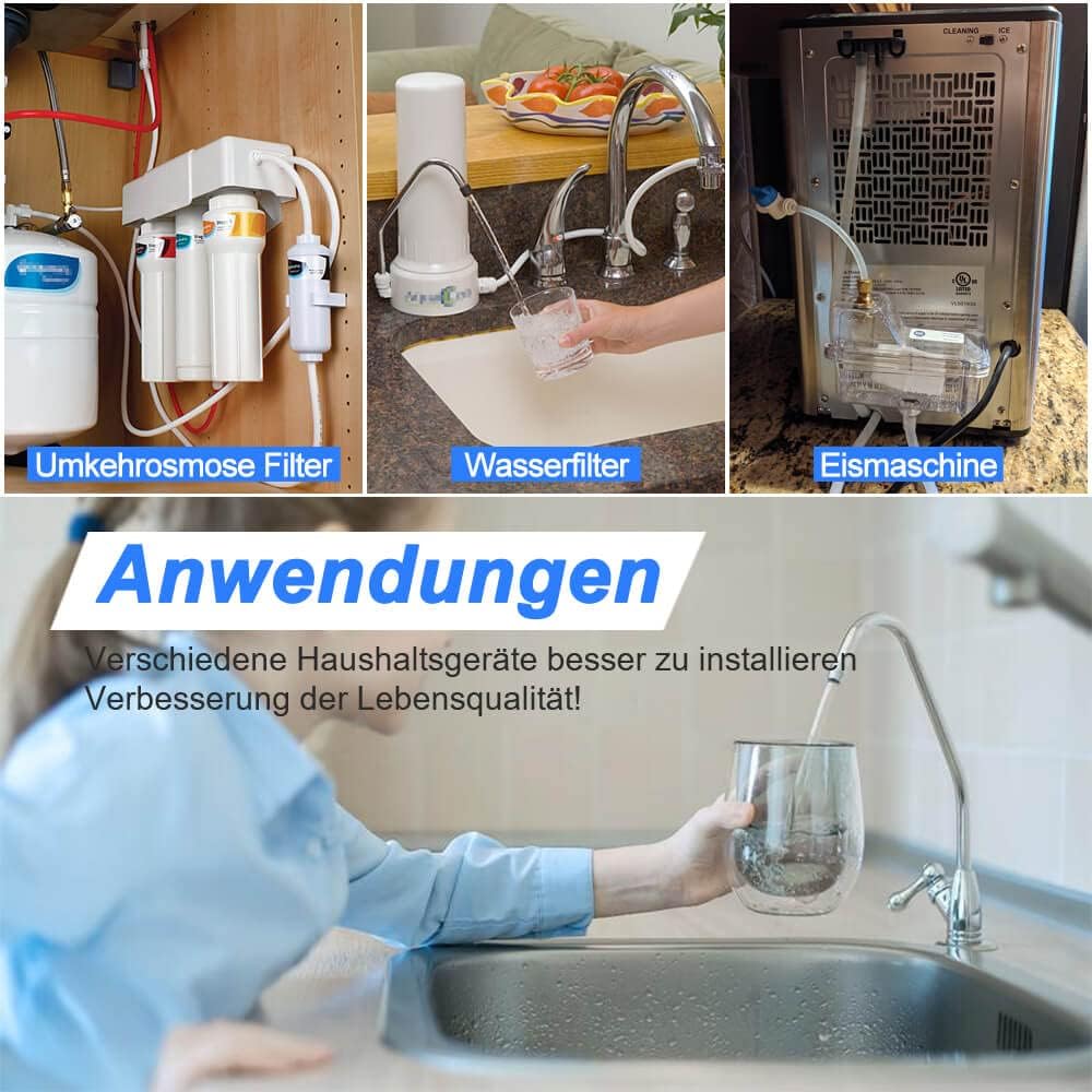 15M Universal Wasserzulaufleitung Anschluss-Set für Kühlschrank,Umkehrosmose Filter,Wasserfilter,Tri