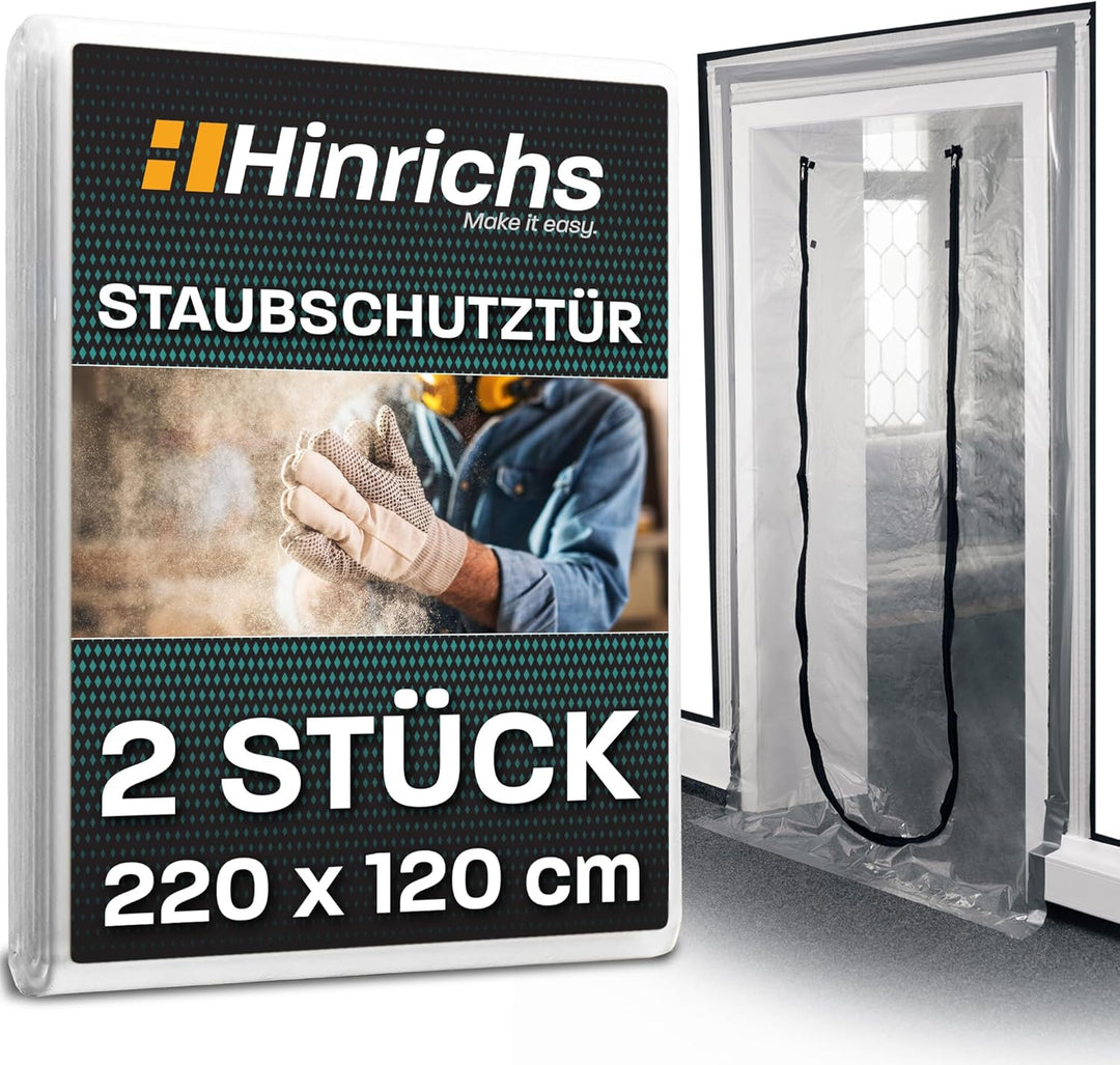 Hinrichs 2x Staubschutztür mit Reissverschluss - 220x120cm Staubschutztüren - Baufolie transparent S