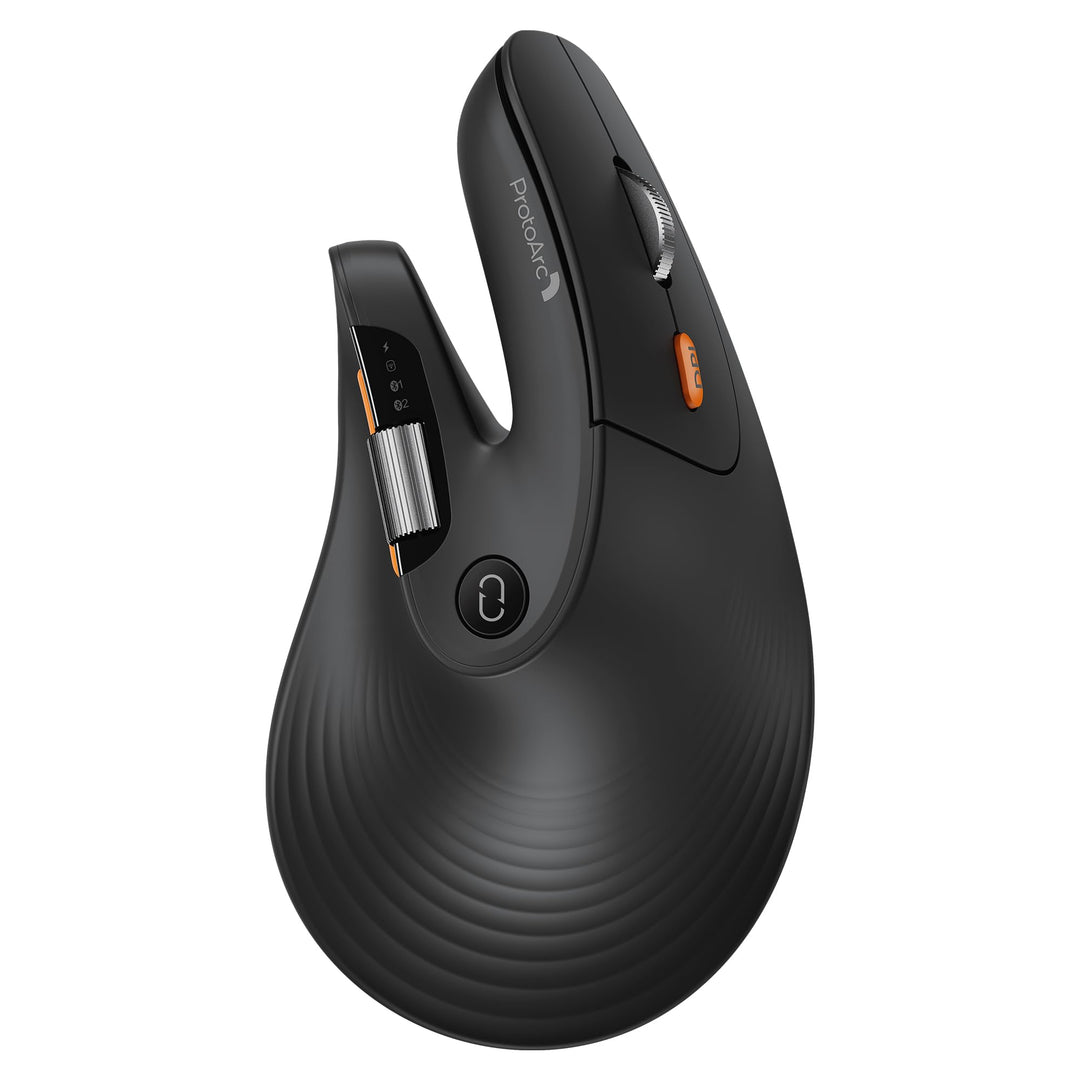 ProtoArc EM11 Pro Ergonomische Vertikale Maus mit Seitenscroll, Anpassbare Tasten, 2*Bluetooth + 2,4