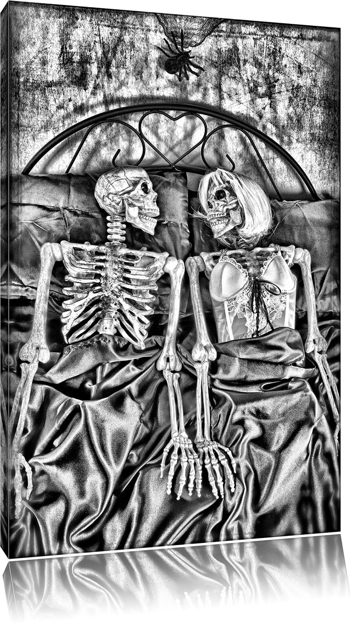Monocrome, Horror Paar, Format: 100x70 auf Leinwand, XXL riesige Bilder fertig gerahmt mit Keilrahme