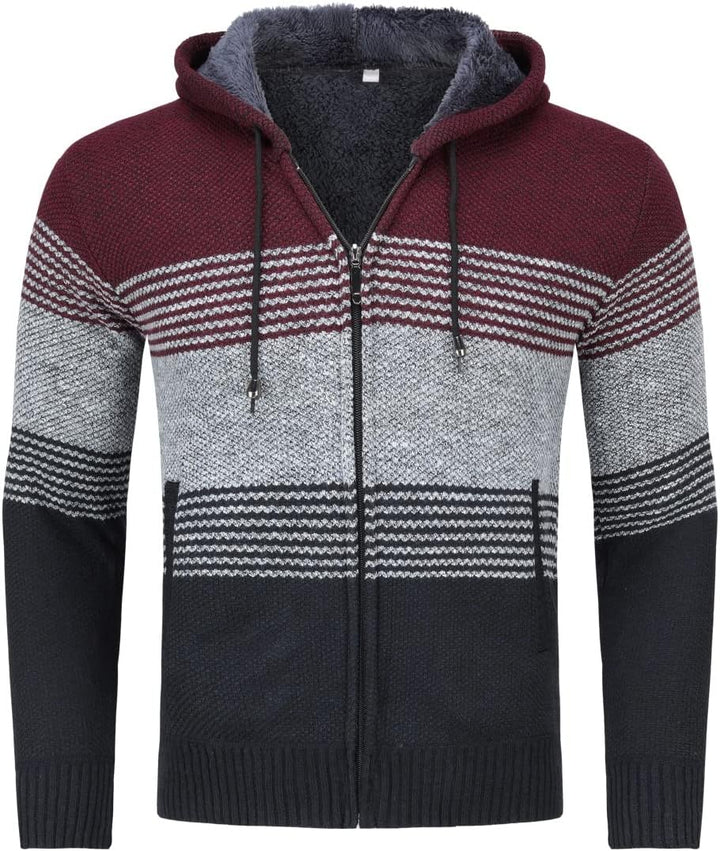 Sliktaa Strickjacke mit Kapuze für Herren Cardigan Winter Frühling Outdoor Baumwolle Jacke Pullover