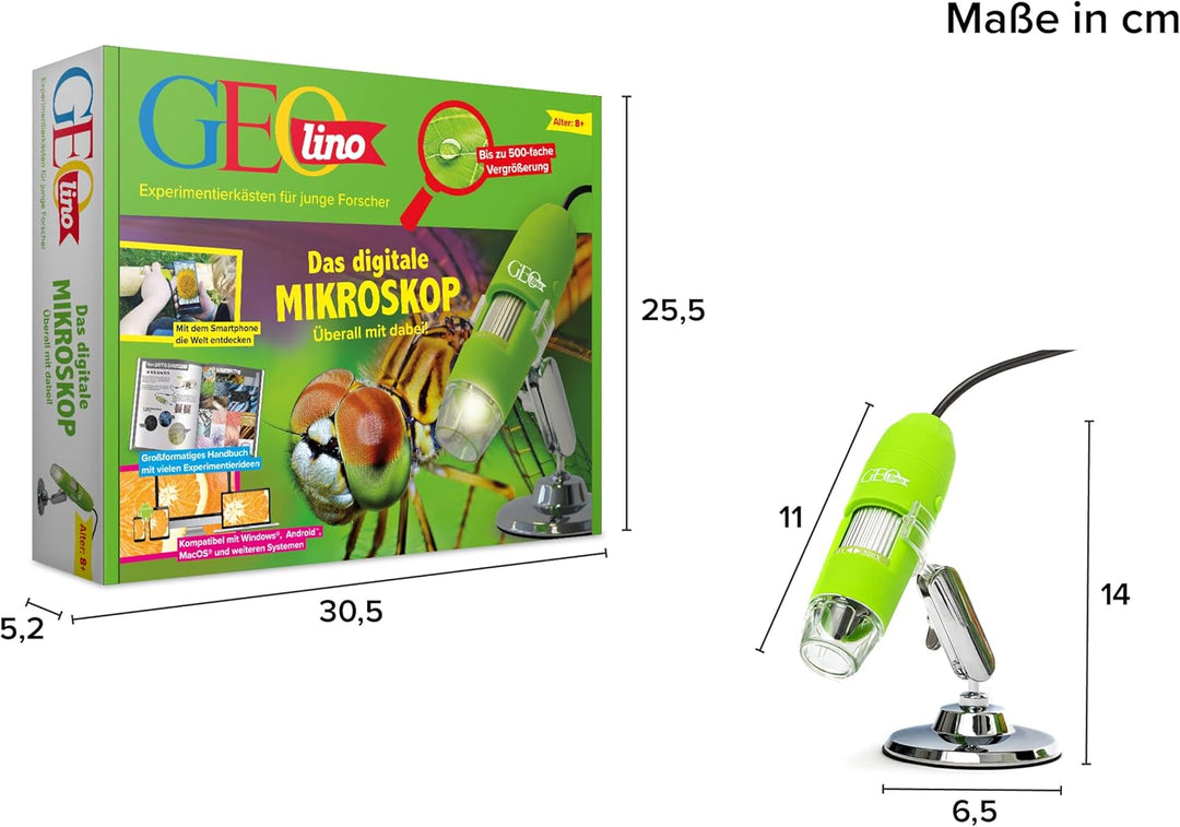 FRANZIS 67069 - GEOlino Das digitale Mikroskop - überall mit dabei, bis zu 500-fache Vergrösserung,