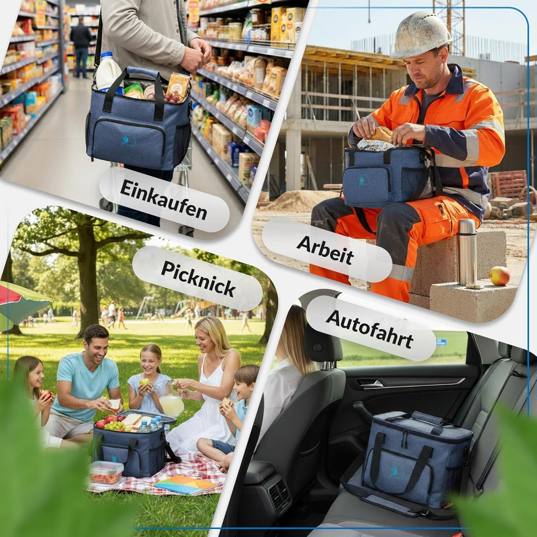 Obics Kühltasche klein 20L & Gross 30L, Kühlbox faltbar mit Flaschenöffner Lunchtasche Herren - lang
