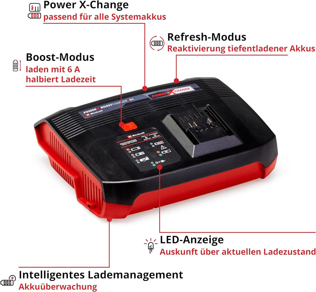 Einhell PXC Ladegerät Power-X-Boostcharger 6 A Power X-Change (Lithium-Ionen, für alle PXC-Akkus ver