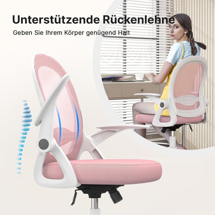 naspaluro Bürostuhl, Ergonomischer Schreibtischstuhl mit Atmungsaktiv Netzbespannung, Hochklappbare