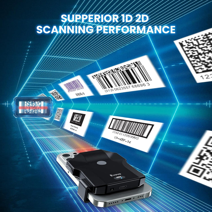 Eyoyo Barcode Scanner Bluetooth 1D 2D QR Rückenklammer Handscanner 2.4G Wireless, 10 Stunde Arbeitze