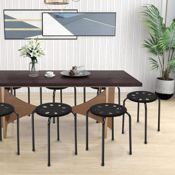 COSTWAY Stapelhocker 6er Set, stapelbare Metallhocker, Esszimmerhocker, Hocker für Zuhause, Büro, Kl