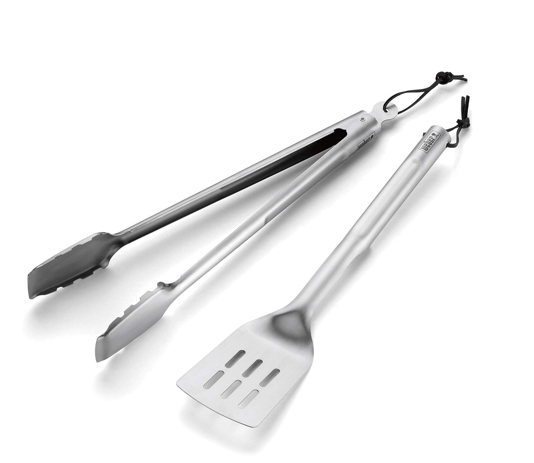 Weber 8302 Basic Grillbesteckset 2-tlg. aus Edelstahl, Grillzange und Grillwender Single, Single