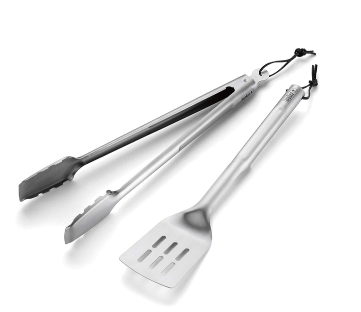 Weber 8302 Basic Grillbesteckset 2-tlg. aus Edelstahl, Grillzange und Grillwender Single, Single