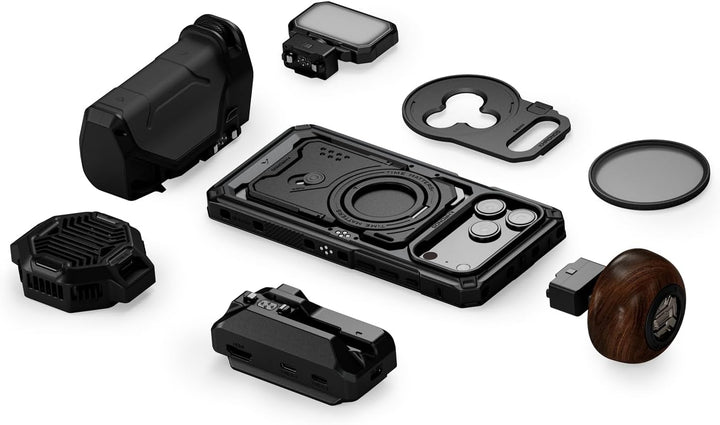 TILTA Khronos Schutzhülle für iPhone 17 Pro Max mit Fokus PD-Griff, Kühlsystem und rundem Holzgriff,