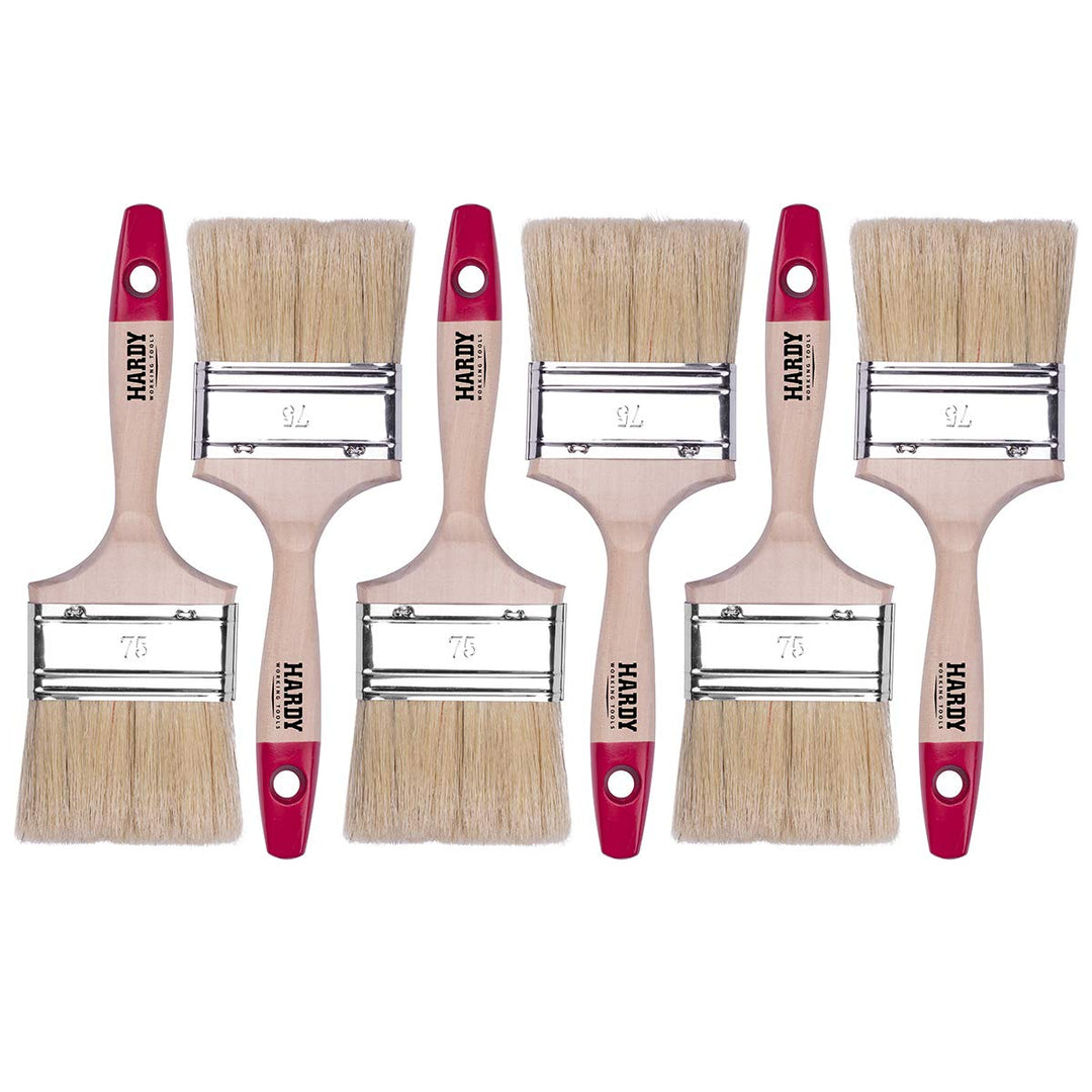 HARDY WORKING TOOLS Flachpinsel-Set 6-teilig, 6 Stück Malerpinsel Set mit Holzgriff, Lackpinsel Seri