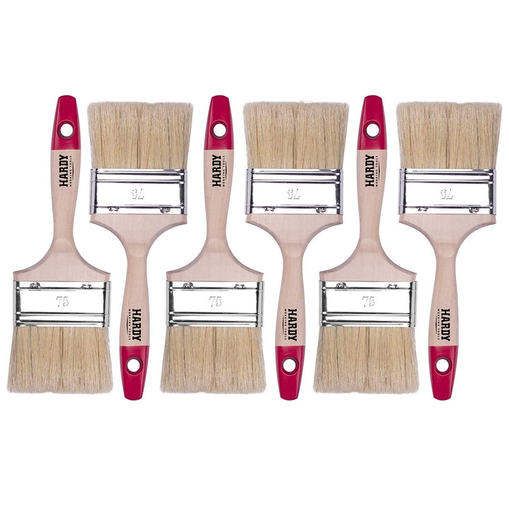 HARDY WORKING TOOLS Flachpinsel-Set 6-teilig, 6 Stück Malerpinsel Set mit Holzgriff, Lackpinsel Seri