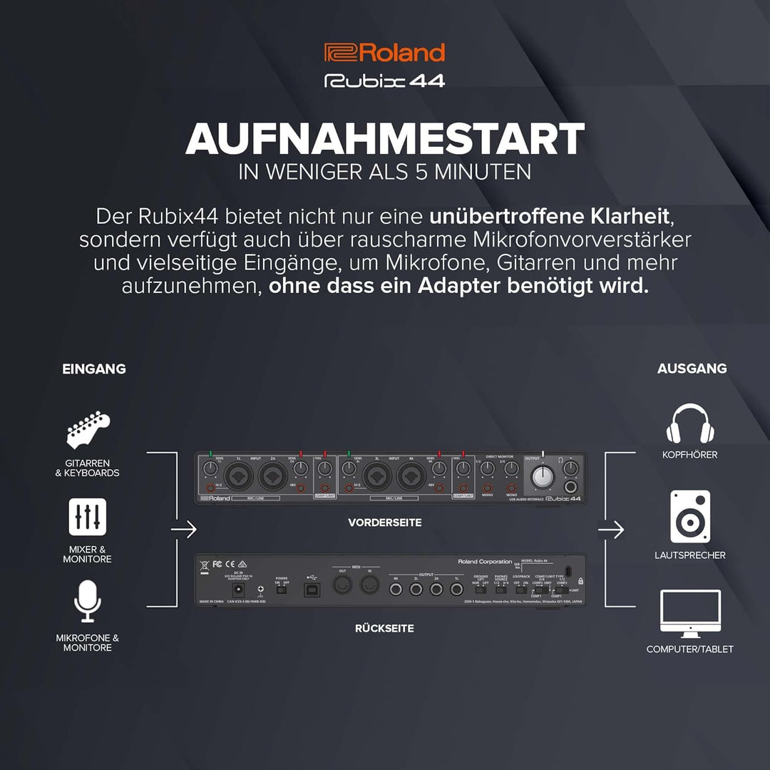 Roland RUBIX44 4-In/4-Out High-Resolution Audio-Interface - Die Hi-Res-Lösung für Homestudio-Produze