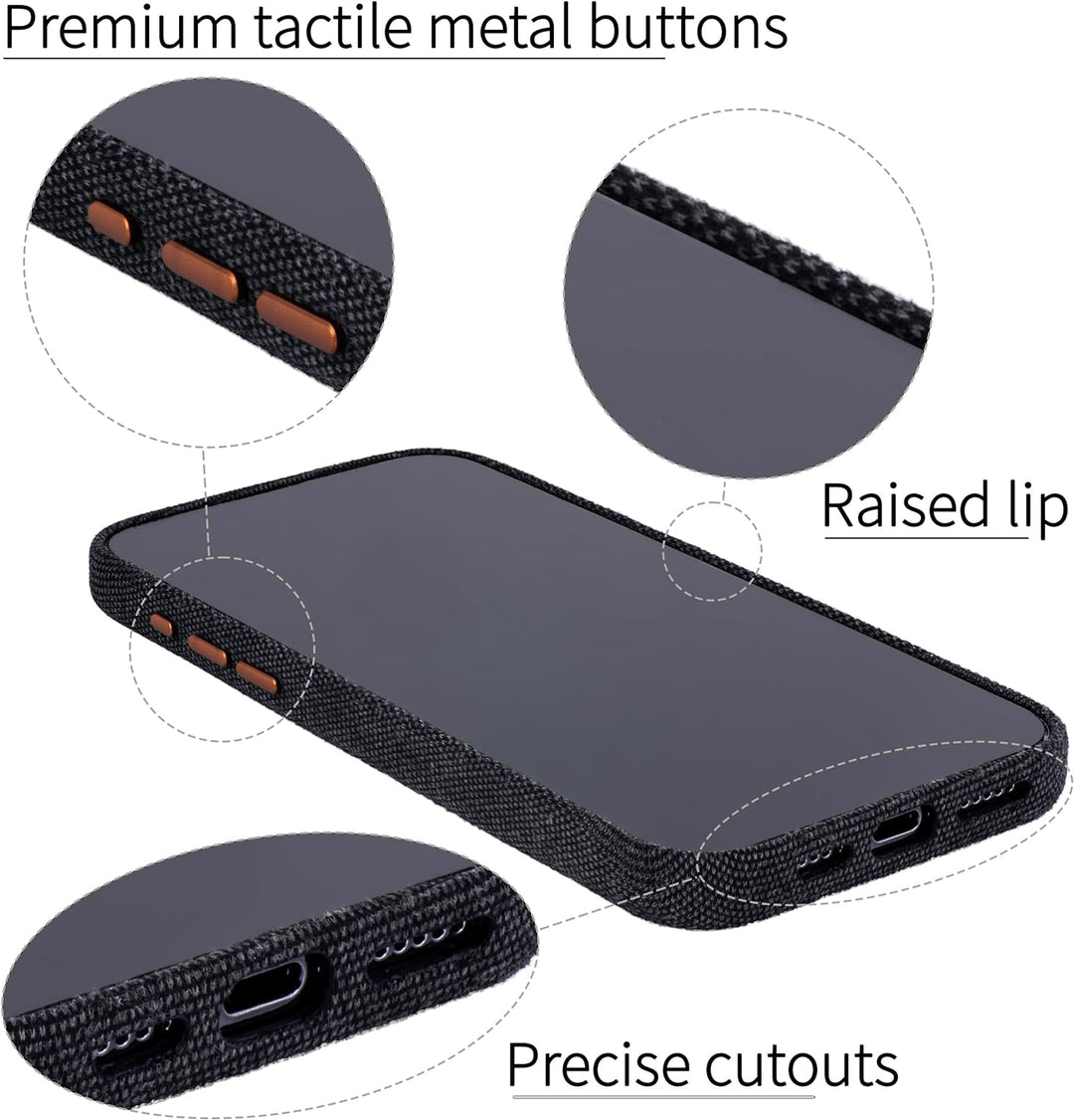 Dockem Stoff Kartenhülle für iPhone 15 Pro Max mit Integrierter Metallplatte zur Magnetischen Befest