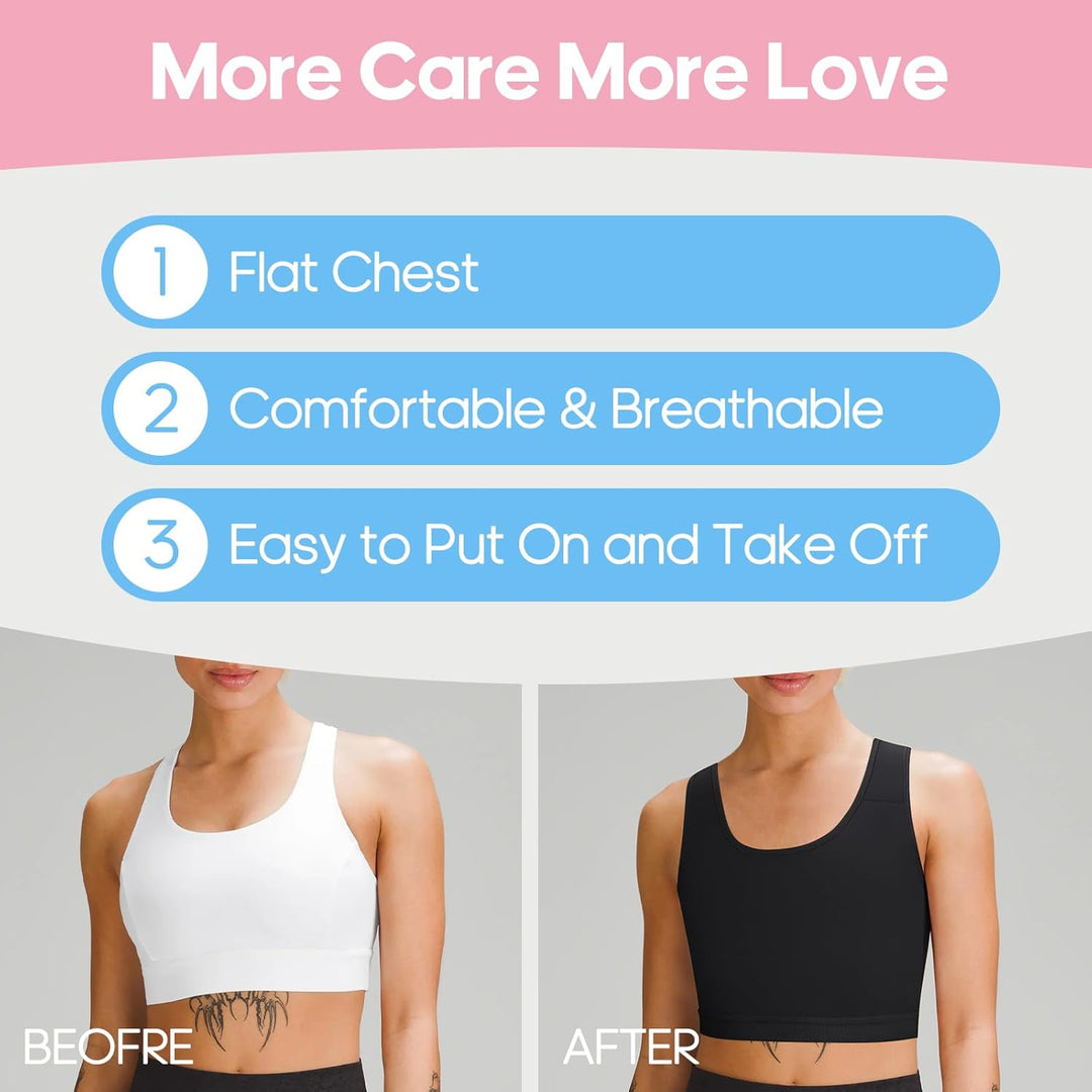 Brust Binder für Transgender FTM Atmungsaktive Halb Breast Binder Kompression BH Schwarz L, Schwarz