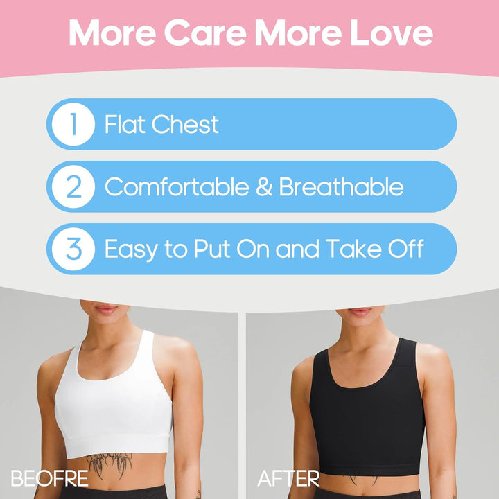 Brust Binder für Transgender FTM Atmungsaktive Halb Breast Binder Kompression BH Schwarz L, Schwarz