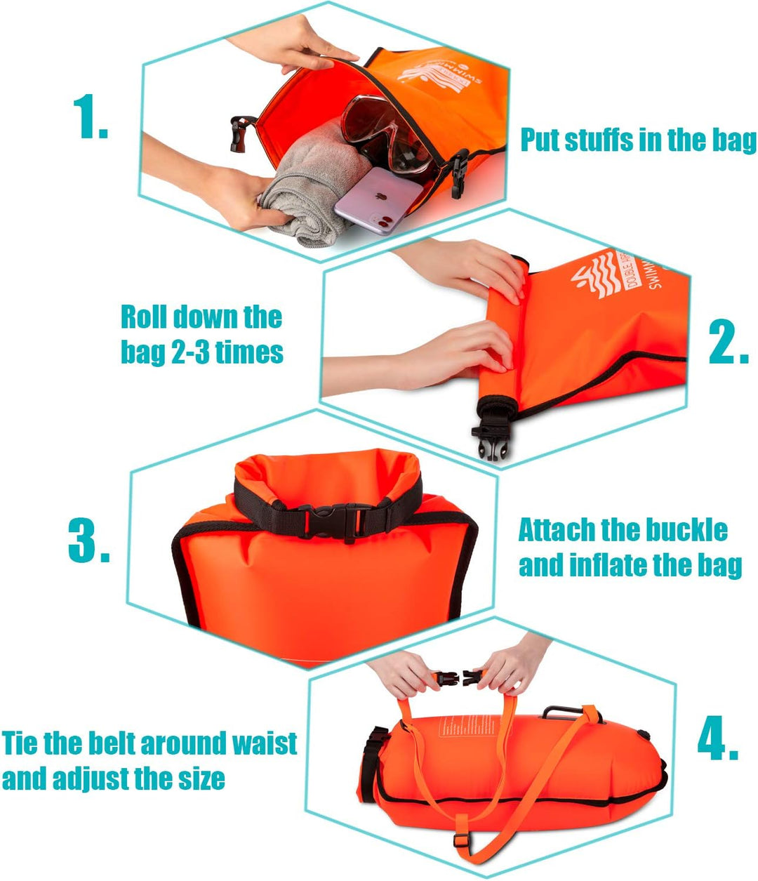 PENGDA Schwimmboje 25L Wasserdichter Trockensack Sicherheit Schwimmen Open Water und Triathlon Swimm