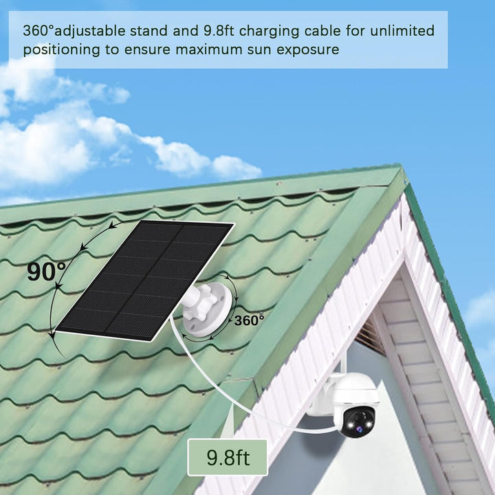 Solarpanel für Überwachungskamera Aussen, 5W Kamera Solarmodul mit Micro USB & USB-C Anschluss Solar