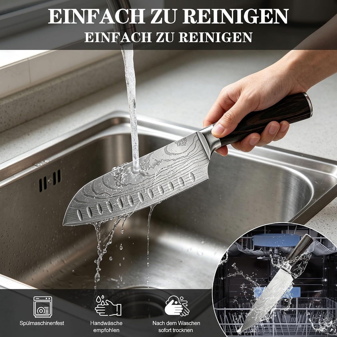 4-teilig Messerset, Carbon Rostfreier Spezialstahl, Ultra Scharf, Profi Allzweck Küchenmesserset mit
