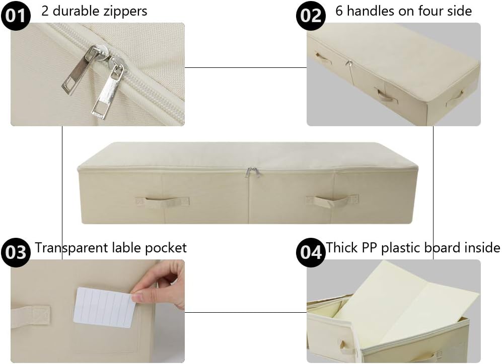Grosses Format Unterbett Aufbewahrungsbox mit Deckel – Unterbett Schuhe Aufbewahrungsbox für Kleidun