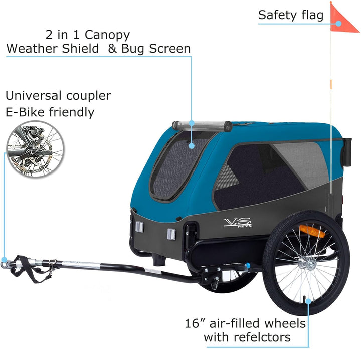 Tiggo VS Pets Medium Hundeanhänger & Buggy 2in1 Fahrradanhänger Hundebuggy Jogger 80204 BLAU, BLAU
