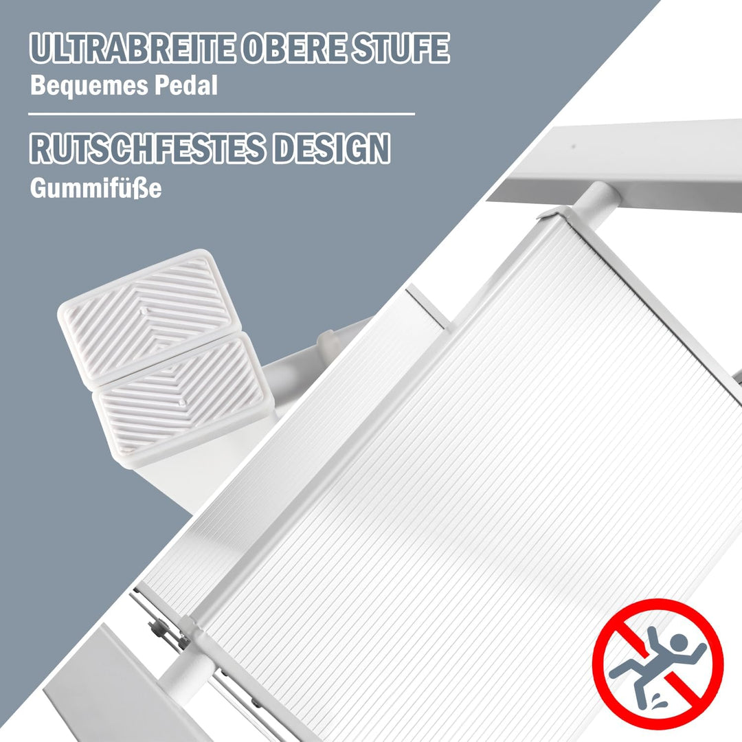 4 Stufen Leiter Aluminium Klappleiter, Klappbar Leichte Stehleiter, Trittleiter 4 Stufen, rutschfest