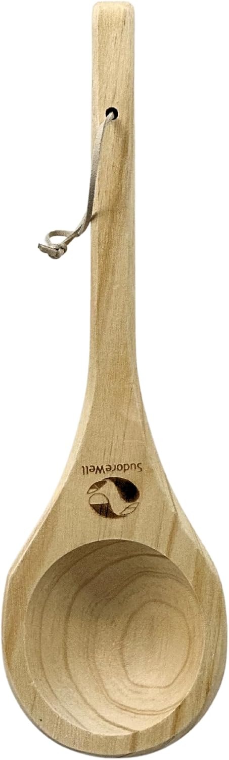 Sauna Schöpfkelle Saunakelle aus Weichholz 40 cm mit Lederriemen