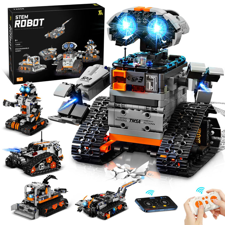 Technik Roboter Kinder, 5-in-1 Ferngesteuerte Robot Programmierbarer mit App & Fernsteuerung, Techni