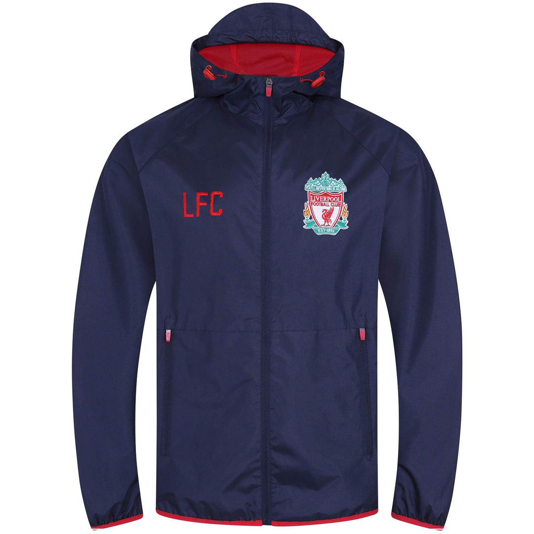 Liverpool FC - Herren Wind- und Regenjacke - Offizielles Merchandise L Dunkelblau - Kapuze mit Schir