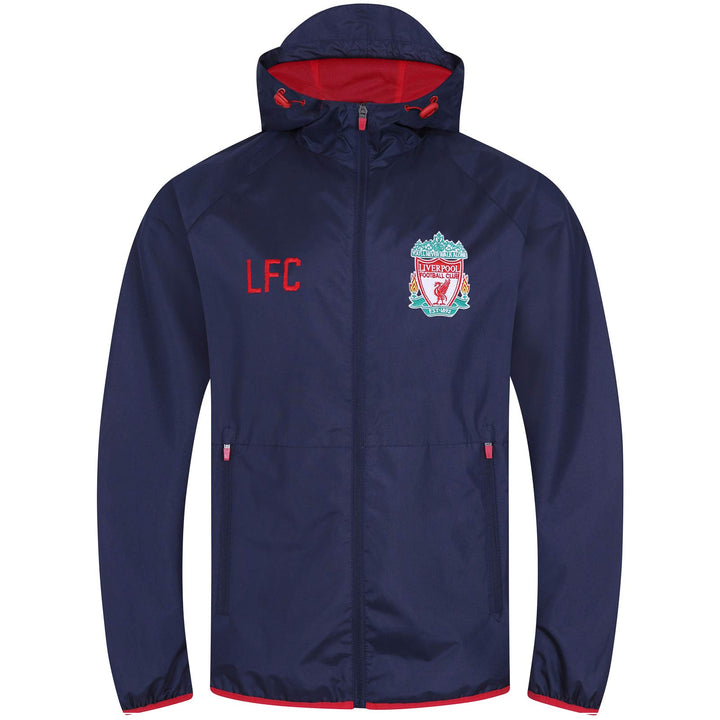Liverpool FC - Herren Wind- und Regenjacke - Offizielles Merchandise L Dunkelblau - Kapuze mit Schir