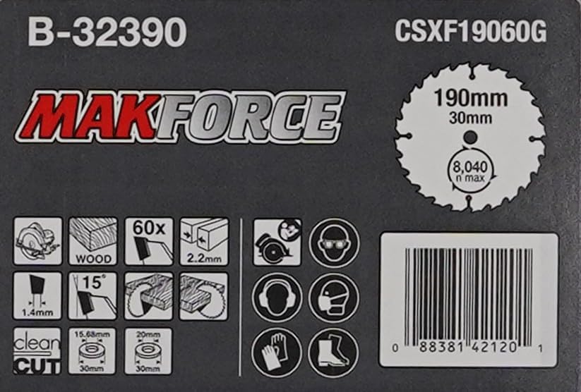 Makita B-32390 MAKFORCE Saegeb. 190x30x60Z, 190mm x 30mm
