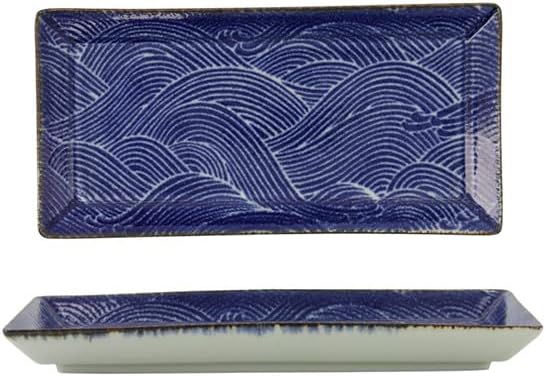 TOKYO design studio Seigaiha Sushi-Sets blau -weiss, 8-TLG., 2X Sushi-Platten, 2X Saucenschalen, 2xR