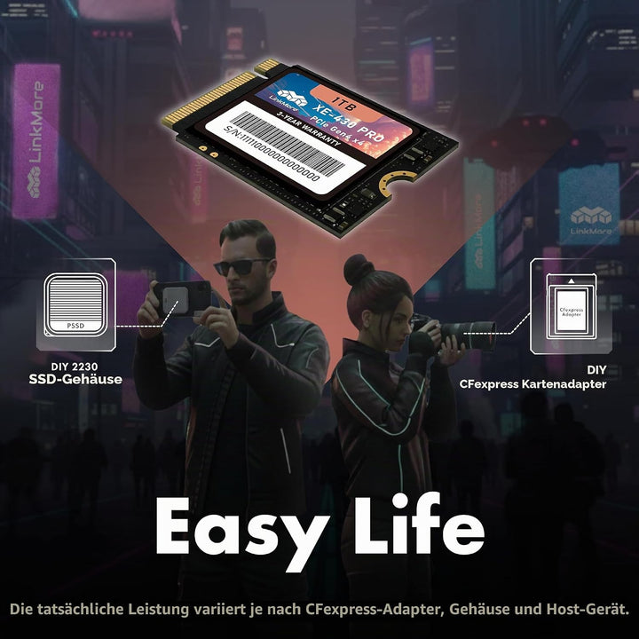 LinkMore XE-430 PRO 1TB M.2 2230 NVMe SSD, PCIe Gen4 x4 / PCIe 4.0 internes Solid State Drive, Speic