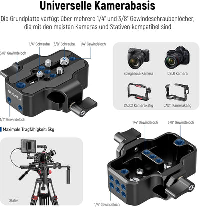 NEEWER Universal Shoulder Rig Set, 16"/40cm Erweitertes 15mm Stange Unterstützung System Kamerastabi