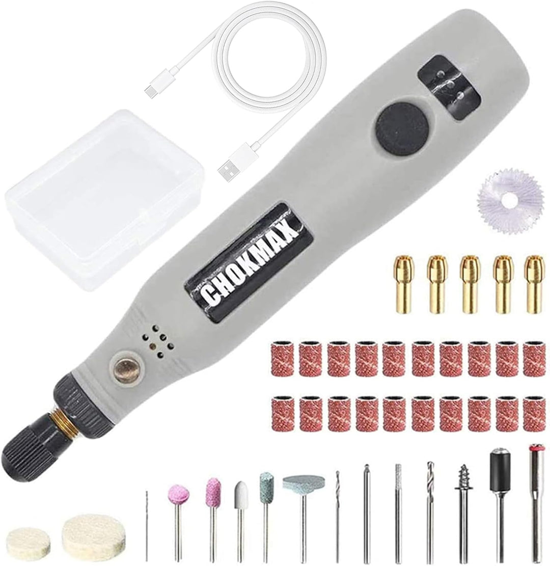 CHOKMAX Mini Multifunktionswerkzeug, 3.7V Li-ion Mini Rotary Multi-Tool Kit mit variabler Geschwindi
